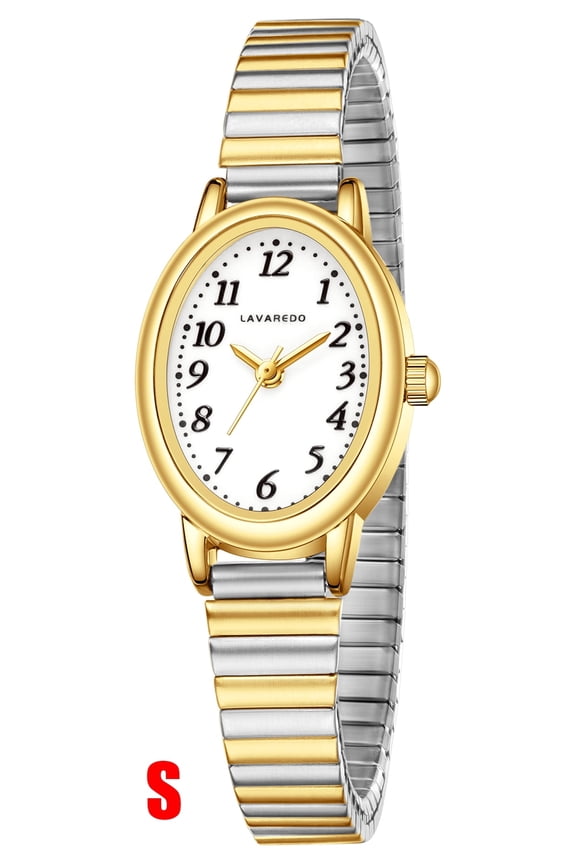 Gold Watches for Women Easy Read Ladies Quartz Wrist Watch with Stainless Steel Expansion Band Waterproof Watch Gift for Woman