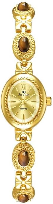 Gold Watches for Women with Small Vintage Bracelet Elegant Jade Oval Dial Dress Watch Fashion Quartz Wrist Watch Waterproof Watch