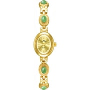 Gold Watches for Women with Small Vintage Bracelet Elegant Jade Oval Dial Dress Watch Fashion Quartz Wrist Watch Waterproof Watch