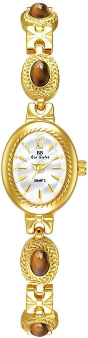 Gold Watches for Women with Small Vintage Bracelet Elegant Jade Oval Dial Dress Watch Fashion Quartz Wrist Watch Waterproof Watch