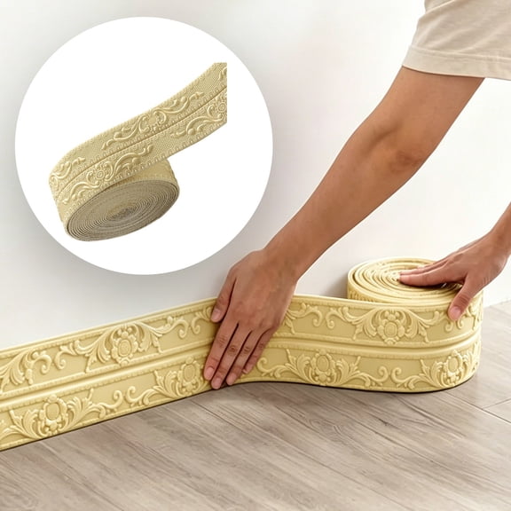 Gold Waterproof Self Adhesive Caulk Tape PVC Sealing Strip 4.7in x 362in Baseboard Trim For Bathroom Kitchen Shower Bathtub Wall Gap Protection