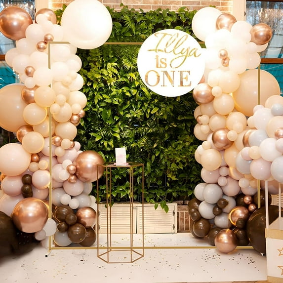 Joyspirit Gold Wedding Arch Backdrop Stand, 6.6x6.6 FT Square Metal Frame for Balloon Displays, Ideal for Weddings, Birthdays, Baby Showers, and Photo Booths - 200cm