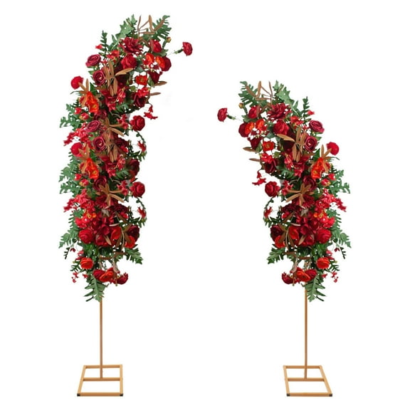 Gold Wedding Arch Rack Set of 2 Flower Decor Frame Stand Gold Metal Party Backdrop,2.4m/8ft, 1.8m/6ft