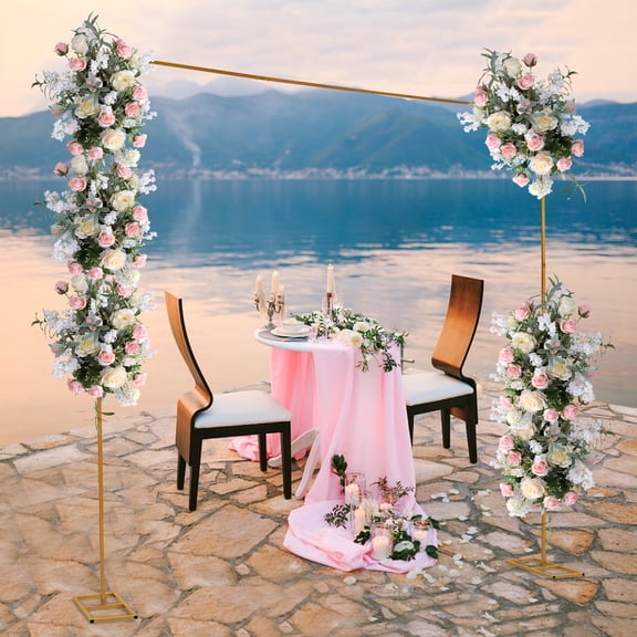 Gold Wedding Arch Stand 9.8ft  Sturdy Steel Frame with Removable Design, Perfect for Wedding Decorations, Balloons & Flowers
