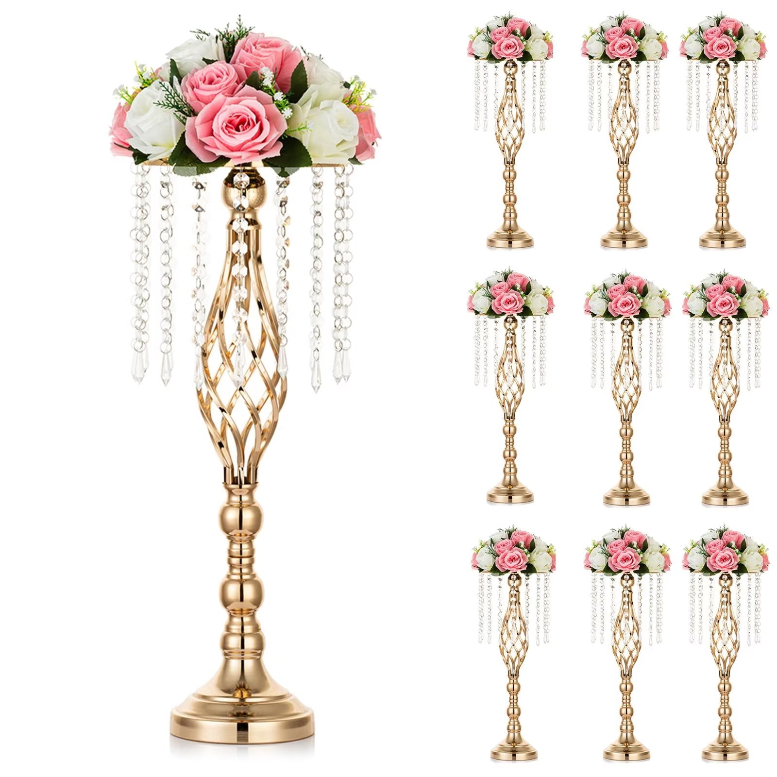 jinyi2016SHOP Flower Vase Gold Vase Metal Tabletop Flower Road Lead Wedding  Table Centerpiece Flowers Vases for Home Party Decoration Decorative Vases 