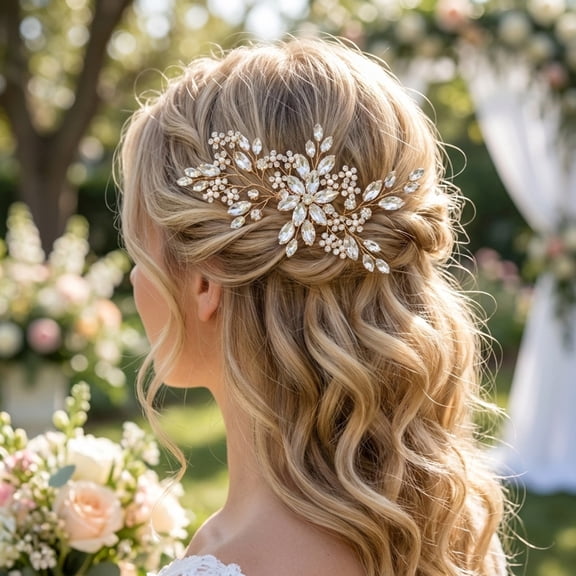 Miallo Gold Wedding Hair Comb - Vintage Pearl & Crystal Bridal Headpiece - Hair Accessories for Bride Prom