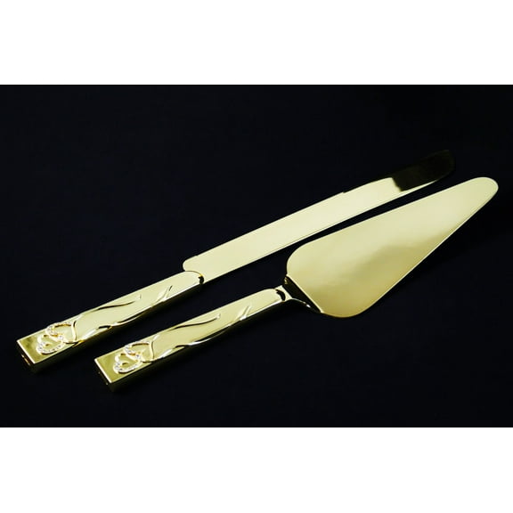 Gold Wedding Knife and Wedding Cake Server Set