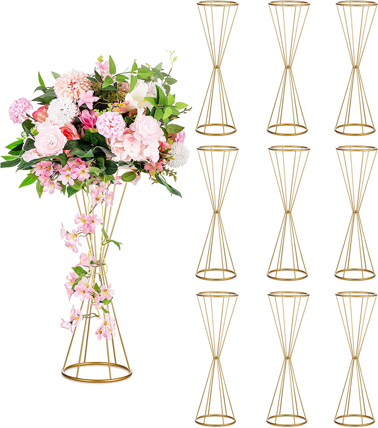 Gold Wedding Table Centerpiece Tall 27in Floral Centerpieces for