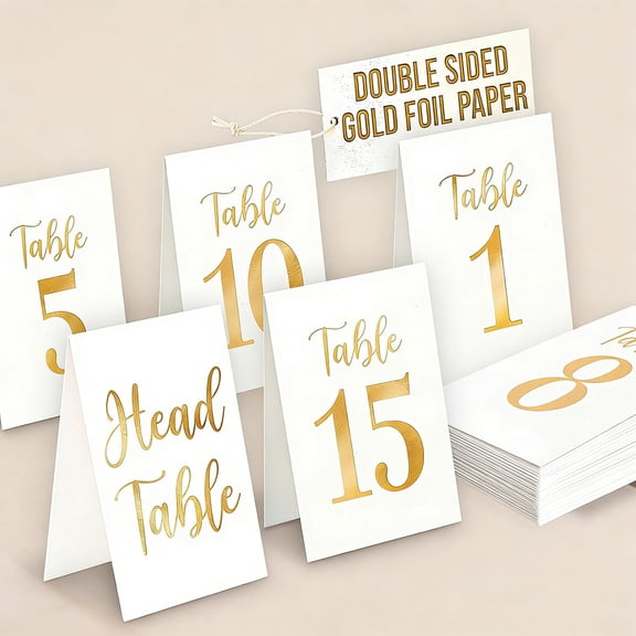 Gold Wedding Table Numbers 1-15, Table Numbers For Wedding Reception Decorations, Paper Tables Number Cards With Head Tables Number Markers For Restaurant, Events