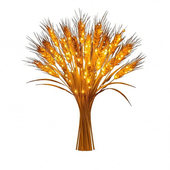 Gold Wheat Stalk Led Light Decoration Without Vase, Artificial Plant Lamp For Home Party, 20 Inch Battery Operated