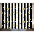 thumbnail image 1 of Ambesonne Striped Curtains 2 Panel Set, Vertical Lines Stars, 108" x 84", Black White and Yellow, 1 of 3