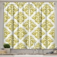 thumbnail image 1 of Gold and White Curtains 2 Panels Set, Traditional Floral Damask Victorian Design in Rectangular Shape Image Print, Window Drapes for Living Room Bedroom, 55W X 39L Inches, Gold White, by Ambesonne, 1 of 2