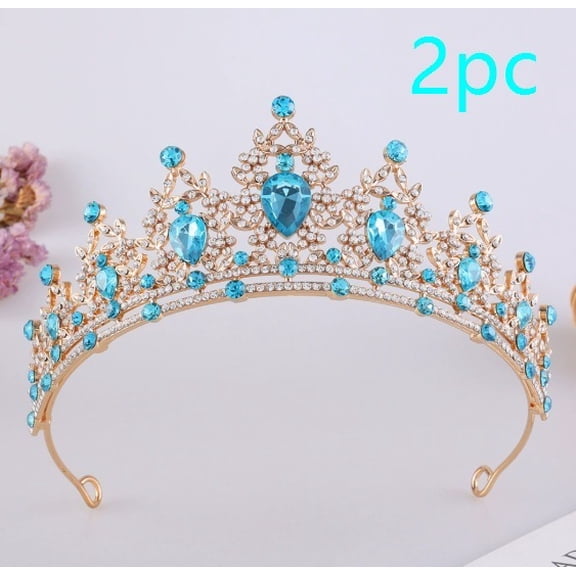Gold White Diamond Bridal Crown Lightweight Wedding Tiara for Women Elegant Princess Hair Accessories Compatible with Bridal Gowns Veils Updos