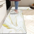 thumbnail image 1 of Gold and White Kitchen Mats 2/5 Inch Thick Waterproof Non-Slip Cushioned Anti Fatigue Marble Kitchen Mat 2 PCS Comfort Rubber Standing PVC Rugs for Kitchen, Sink, Laundry 17.3x 28+17.3 x 47, 1 of 6