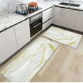 thumbnail image 1 of Gold and White Kitchen Rugs 2 Pcs Cushioned Anti Fatigue Marble Kitchen Floor Mat Waterproof Non Slip Leather Kitchen Rug Runner Comfort Standing Mat for Kitchen Laundry, 1 of 6