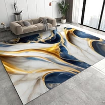 Gold And White Marble Area Rug, European Luxury Agate Texture Rugs For Living Room, Machine Washable Carpet, With Non-Slip Backing Indoor Rug For Bedroom Dining Room 3x4ft