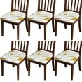 thumbnail image 1 of Gold and White Marble Seat Covers for Dining Room Chairs Set Of 6,Stretch Printed Washable Chair Seat Cover with Elastic Ties and Button,Removable Waterproof Couch Cushion Covers, 1 of 6