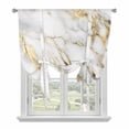thumbnail image 1 of Gold White Marble Tie Up Curtain 63 Inches Long, Abstract Cracked Stone Texture Contemporary Balloon Style Kitchen Window Curtain Over Sink, Small Window Rod Pocket Curtain 46"x63", 1 of 9