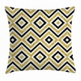 thumbnail image 1 of Gold and White Throw Pillow Cushion Cover, Ethnic Motif Zig Zag Rectangular Lines Modern Design Art Print, Decorative Square Accent Pillow Case, 24 X 24 Inches, White Black and Yellow, by Ambesonne, 1 of 2