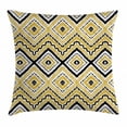 thumbnail image 1 of Gold and White Throw Pillow Cushion Cover, Ethnic Tribal Motif with Rectangular Lines Dots and Curvy Image, Decorative Square Accent Pillow Case, 18 X 18 Inches, Yellow Black and White, by Ambesonne, 1 of 2