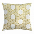 thumbnail image 1 of Gold and White Throw Pillow Cushion Cover, Geometric Lines Stripes with Crossing Like Braids Minimalist Image, Decorative Square Accent Pillow Case, 16 X 16 Inches, Yellow and White, by Ambesonne, 1 of 2