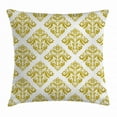 thumbnail image 1 of Gold and White Throw Pillow Cushion Cover, Traditional Floral Damask Victorian Design in Rectangular Shape Image, Decorative Square Accent Pillow Case, 20 X 20 Inches, Yellow and White, by Ambesonne, 1 of 2