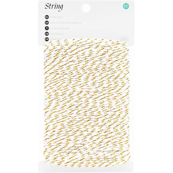 Gold and White Twine - 2mm Cotton Bakers Twine Gold and White Christmas String Holiday String 164 Feet for Gift Wrapping Crafts Baking Butchers Holiday tion