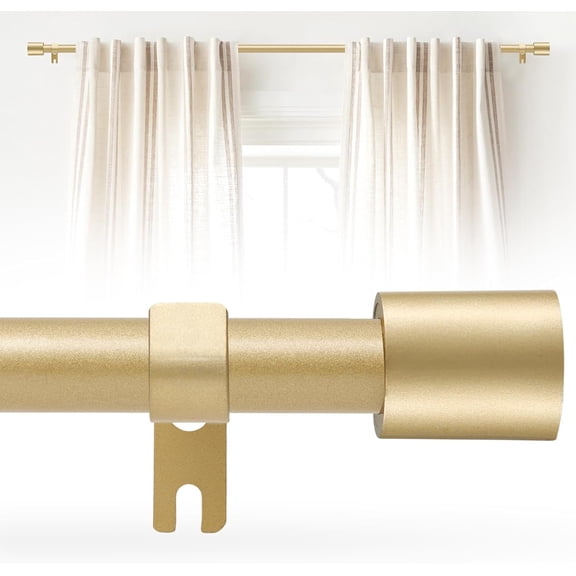 Gold for Windows 28 to 48 Inch, 5/8 Inch Splice Adjustable Gold with 2 Brackets, Easy Installation and Simple End Caps, For Living Room, Bedroom, Outdoor