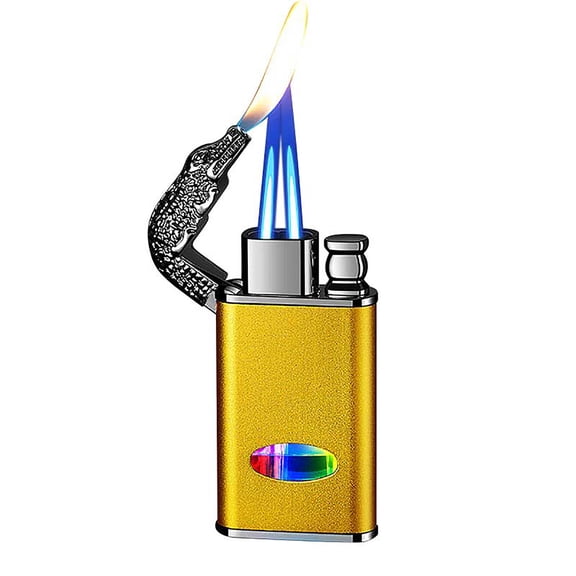 Gold Windproof Double Flame Lighter Transparent Gas Chamber Voice Control Ignition Metal Lighter With Led Light For Men Smoking Accessories Gift Idea Indoor Outdoor Use