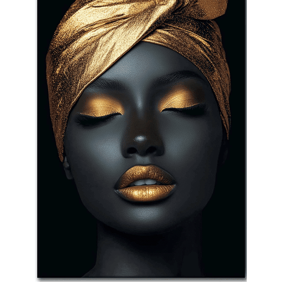 Gold Woman Face Canvas Art PrintSuitable for Living Room Bedroom Bathroom Office Decor and More