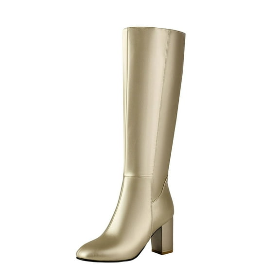 Gold Women Boots With Secure Closure Comfortable For Active Lifestyle