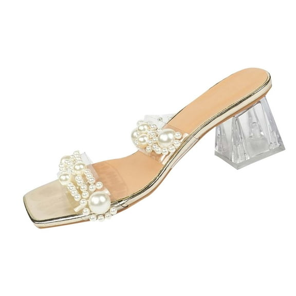 Gold Women Casual Thick Heel High Heels For Spring Summer Outdoor Activities