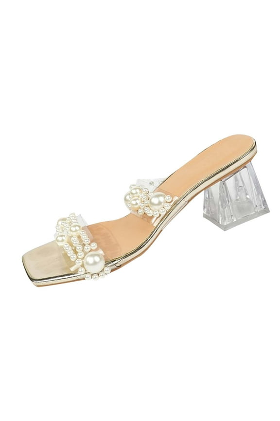 Gold Women Casual Thick Heel High Heels For Spring Summer Outdoor Activities