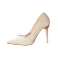 thumbnail image 1 of Gold Women Stylish Thin Heel Pointed Rhinestone Office Shoes Shallow Mouth Mesh Durable Versatile Commuting Wear, 1 of 7