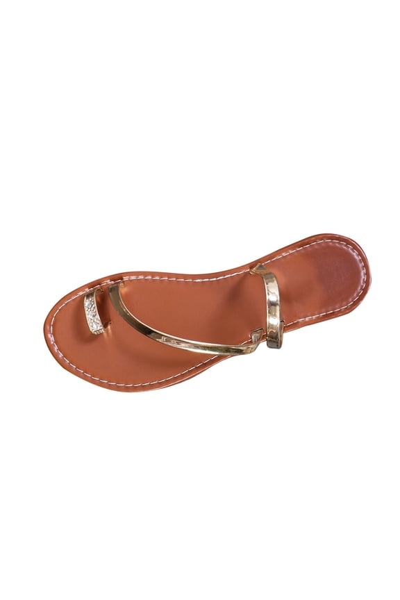 Gold Women'S Supportive Walking Various Surfaces Toe Buckle Strap Sandals