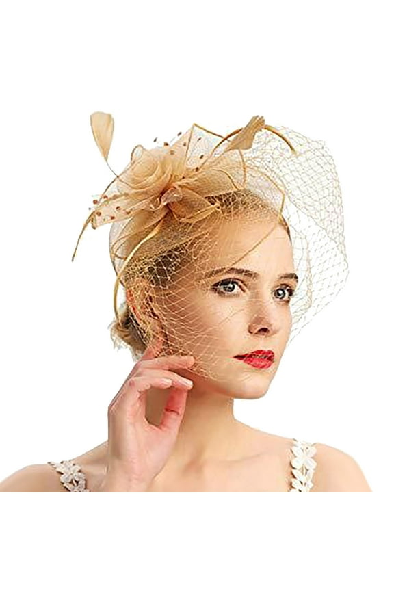 Gold Women's Headbands, Hats For Women Fascinators Womens Pillbox Flower Hat For Tea Party Cocktail Ball Wedding Church,Women's Accessories Heardband