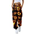 thumbnail image 1 of Gold Womens Halloween Pants Drawstring Wide Leg Pj Bottoms Cute Funny Lounge Sleepwear M, 1 of 4