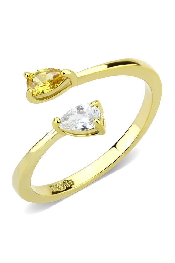 Gold Womens Ring Yellow Zircoin Stainless Steel Anillo Color Oro Amarillo Para Mujer Acero Inoxidable