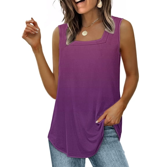 Gold Womens Summer Tops Square Neck Casual Shirts Blouses for Women Summer Outfits 2025 Casual Shirts Blouses Tank Tops for women