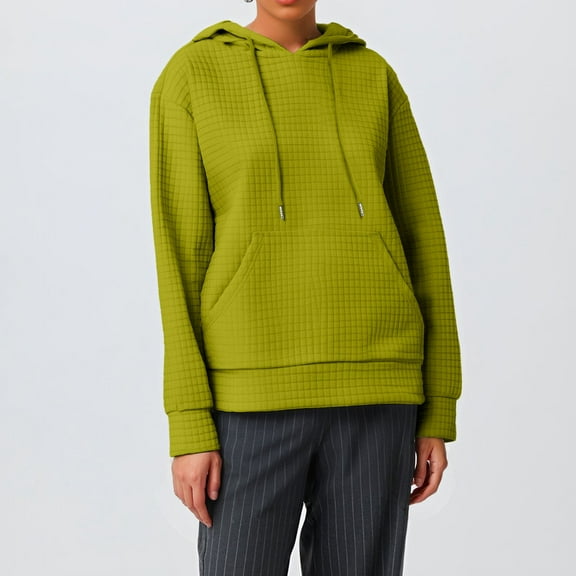 Gold Womens Tops Hoodies for Women Fall Fashion 2024 Trendy Knit Drawstring Pullover Sweatshirts Casual Loose Fit Cute Clothes Fall Outfits for Women 2025