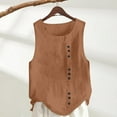 thumbnail image 1 of Gold Womens Tops Women's Summer Solid Color Tops Fashionable Casual Loose Cotton Linen Women's T Shirt Vest Strap Shirts for Women, 1 of 5