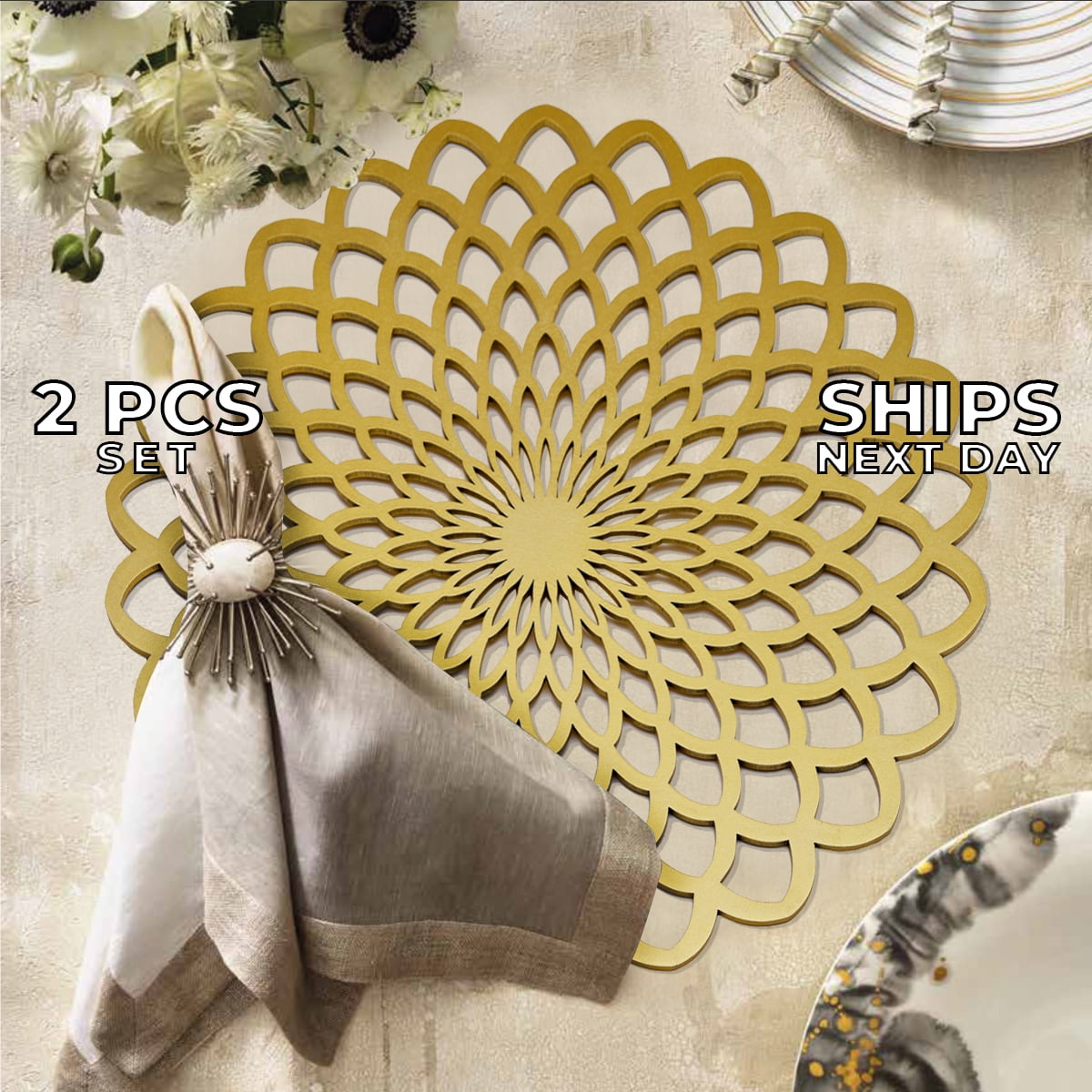 Elegant Marble and Gold Abstract Design Placemat by Of Beauty and