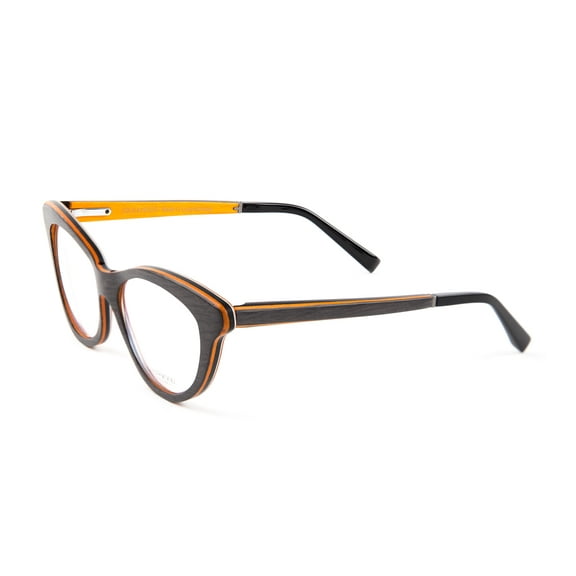 Gold & Wood Epi Cateye Eyeglass Frames 51mm Grey Oak/Red