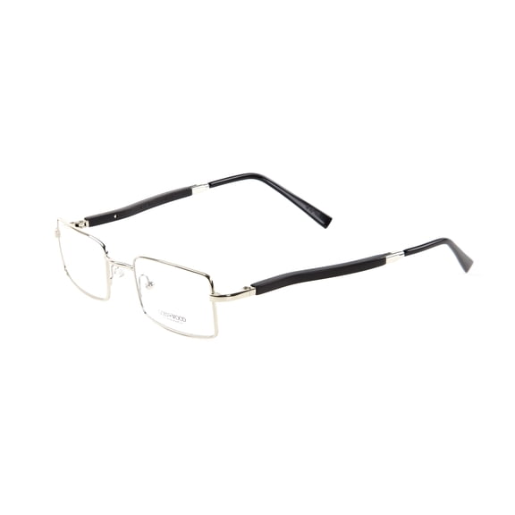 Gold & Wood Monturesd Rectangular Eyeglass Frames 47mm Silver/Black