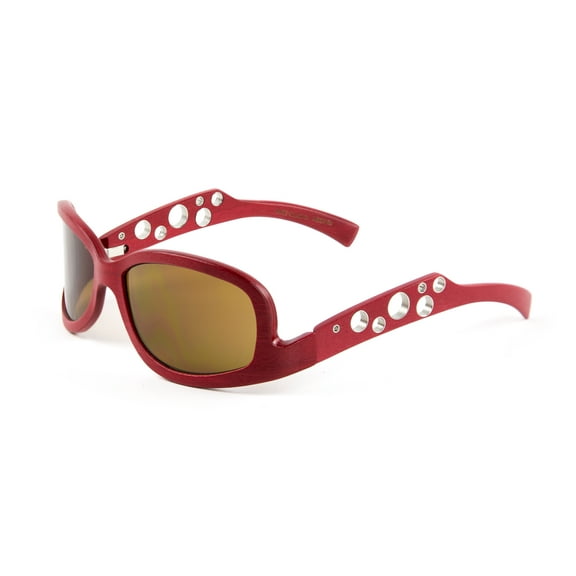 Gold & Wood Moon Wrap Around Sunglasses 59mm Red Cherry