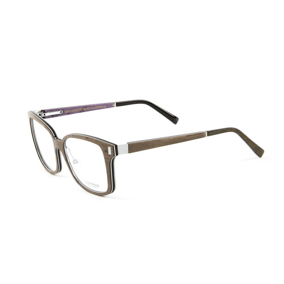 Gold & Wood Orion 07 Square Eyeglass Frames 53mm Brown Maple