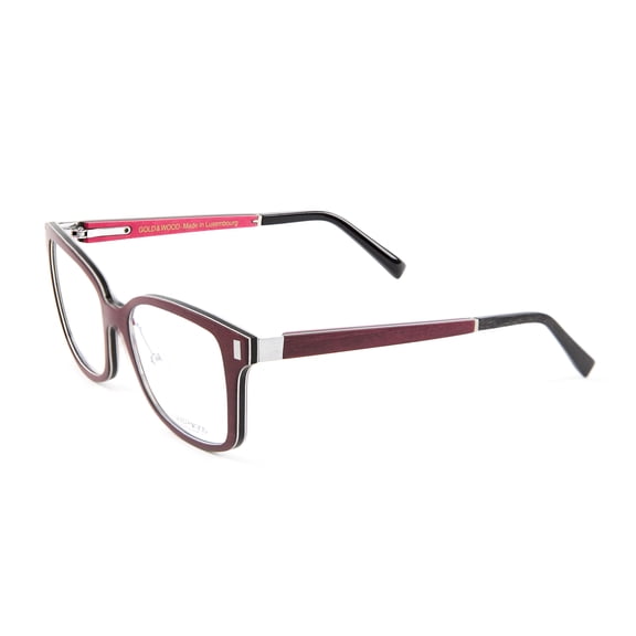 Gold & Wood Orion 07 Square Eyeglass Frames 53mm Burgundy