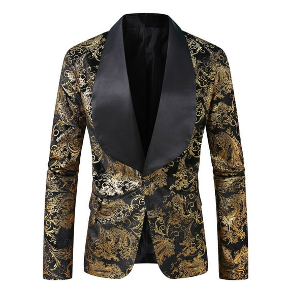 Gold Work Office Dressy Outfits for Mens Winter Fall Floral Print Jackets Blazers Outfits Man 2025 Clothing Fashion Country Concert Y2K S