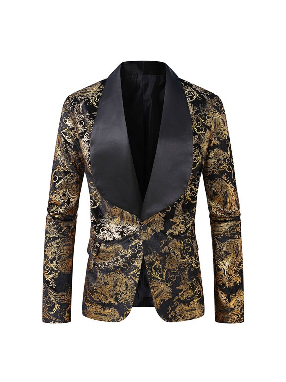 Gold Work Office Dressy Outfits for Mens Winter Fall Floral Print Jackets Blazers Outfits Man 2025 Clothing Fashion Country Concert Y2K S