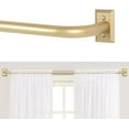thumbnail image 1 of Gold Wrap Around Curtain Rods 72 to 144":Blackout Heavy Duty Adjustable Long Window Curtain Rod Room Darkening,Modern Industrial Curved French Return Metal Drapery Rods Easy Install,Brass Gold, 1 of 5